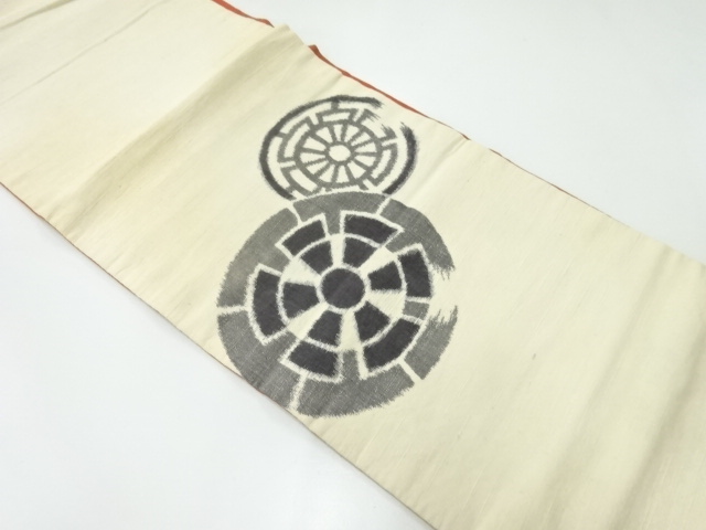 JAPANESE KIMONO / ANTIQUE FUKURO OBI / SILK / TSUMUGI / WOVEN GENJIGURUMA